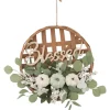 Kirkland's Home Green And White Pumpkins Woven Blessed Wreath- Wreaths