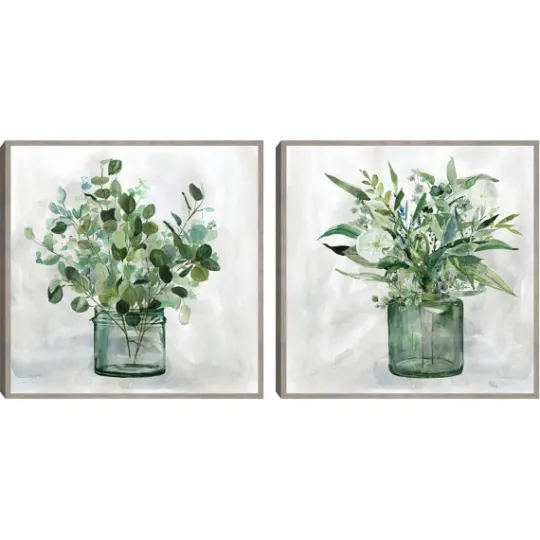 Kirkland's Home Green Garden 2-Pc. Framed Canvas Art Print Set- Canvas Art