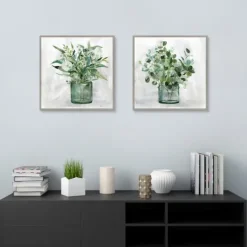 Kirkland's Home Green Garden 2-Pc. Framed Canvas Art Print Set- Canvas Art