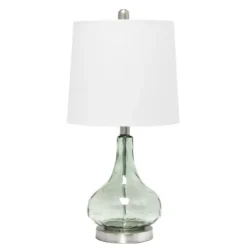 Kirkland's Home Green Glass Ripple Table Lamp- Table Lamps