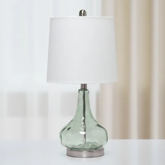 Kirkland's Home Green Glass Ripple Table Lamp- Table Lamps