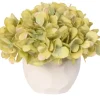 Kirkland's Home Green Hydrangea Arrangement In Geometric Bowl- Arrangements & Greenery