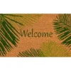 Kirkland's Home Green Palm Fronds Welcome Coir Doormat- Doormats