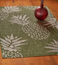 Kirkland's Home Green Pineapple Outdoor Area Rug, 7X9- Outdoor Rugs