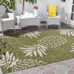 Kirkland's Home Green Pineapple Outdoor Area Rug, 7X9- Outdoor Rugs