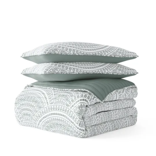 Kirkland's Home Green Scalloped Reversible 2-Pc. Twin Quilt Set- Quilts