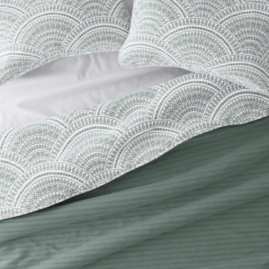 Kirkland's Home Green Scalloped Reversible 3-Pc. Queen Quilt Set- Quilts