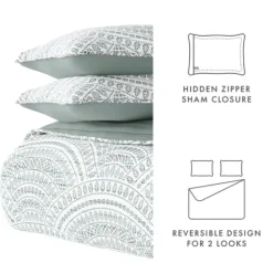 Kirkland's Home Green Scalloped Reversible 3-Pc. Queen Quilt Set- Quilts