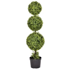 Kirkland's Home Green Triple Ball Boxwood Potted Topiary, 4 Ft.- Trees & Topiaries