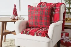 Kirkland's Home Green Yellow Christmas Throw Blanket- Blankets & Throws