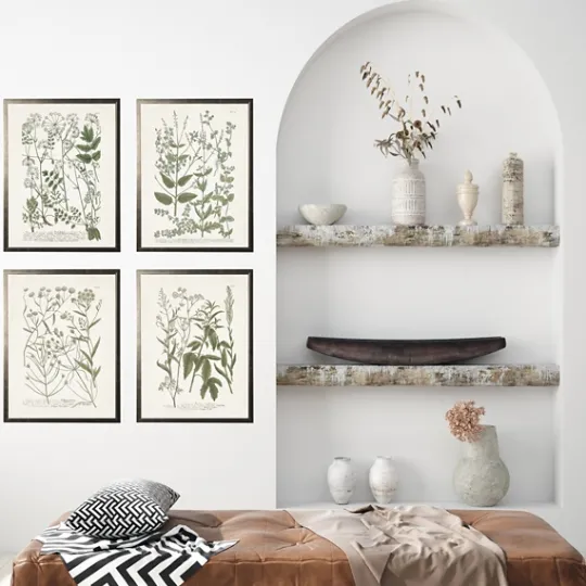 Kirkland's Home Greenery On Cream Back Framed Art Prints, Set Of 4- Framed Art
