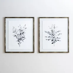 Kirkland's Home Greige Leaves Ii Bamboo Frame Art Print- Framed Art