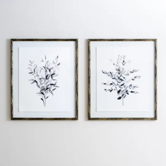 Kirkland's Home Greige Leaves Ii Bamboo Frame Art Print- Framed Art
