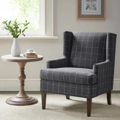 Kirkland's Home Grid Plaid Upholstered Martha Stewart Accent Chair- Accent Chairs