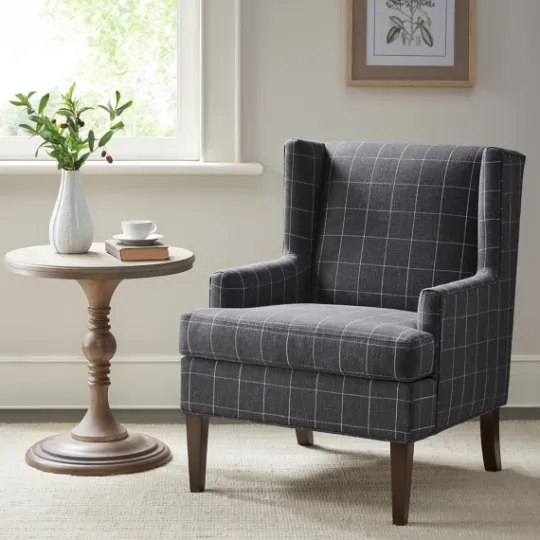 Kirkland's Home Grid Plaid Upholstered Martha Stewart Accent Chair- Accent Chairs