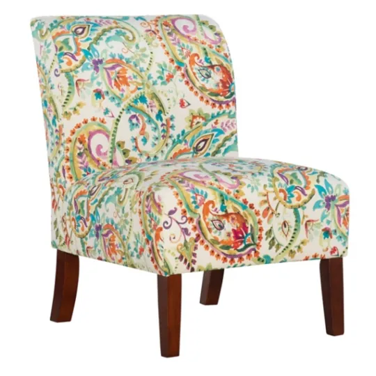 Kirkland's Home Hailey Bright Paisley Curved Back Slipper Chair- Accent Chairs