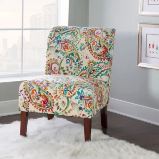 Kirkland's Home Hailey Bright Paisley Curved Back Slipper Chair- Accent Chairs