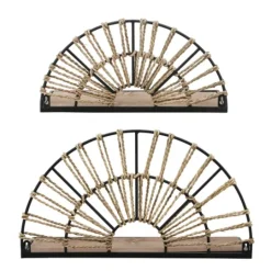 Kirkland's Home Half-Moon Woven Seagrass Wall Shelf, Set Of 2- Shelves