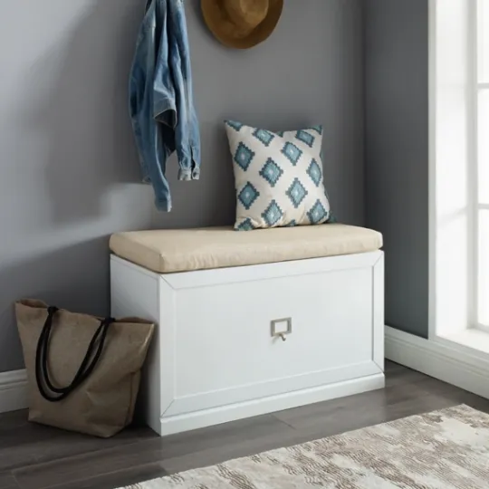 Kirkland's Home Halie Modern Upholstered Storage Bench- Entryway Furniture