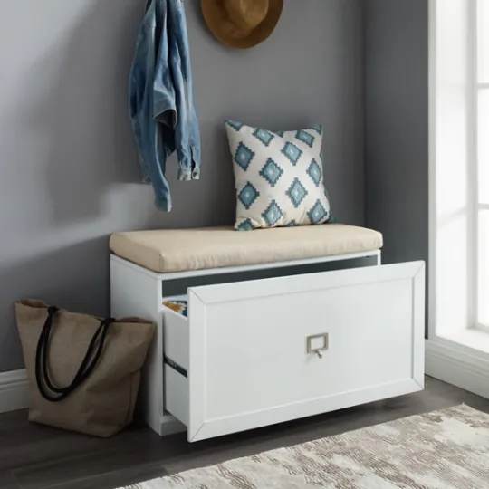 Kirkland's Home Halie Modern Upholstered Storage Bench- Entryway Furniture
