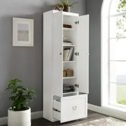 Kirkland's Home Halie White Wood 2-Door Pantry Closet- Cabinets & Sideboards