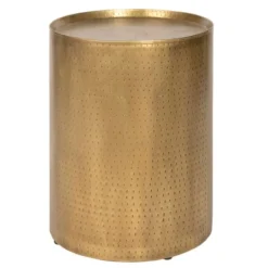 Kirkland's Home Hammered Brass Barrel Accent Table- Accent & End Tables