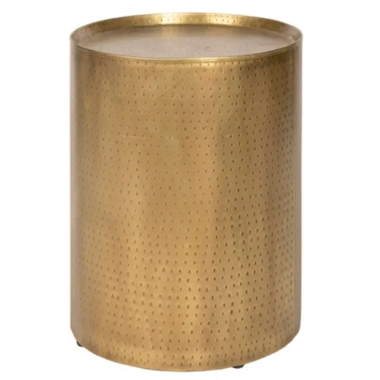 Kirkland's Home Hammered Brass Barrel Accent Table- Accent & End Tables