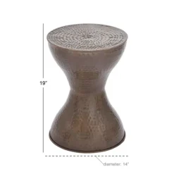 Kirkland's Home Hammered Bronze Iron Hourglass Accent Table- Accent & End Tables