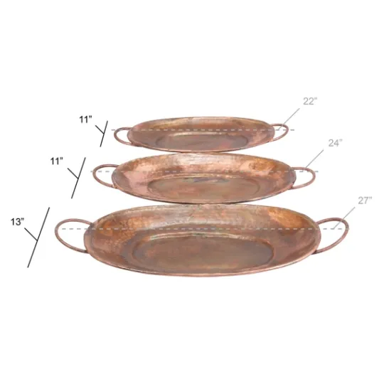 Kirkland's Home Hammered Copper 3-Pc. Iridescent Tray Set- Decorative Trays