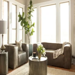 Kirkland's Home Hammered Pewter Barrel Accent Table- Accent & End Tables