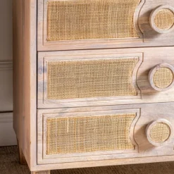 Kirkland's Home Hand Woven Cane 3-Drawer Wood Chest- Dressers & Chests