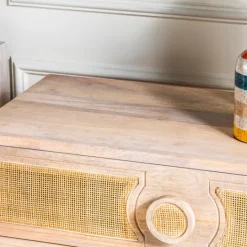 Kirkland's Home Hand Woven Cane 3-Drawer Wood Chest- Dressers & Chests