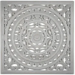 Kirkland's Home Handcarved Floral Medallion Wood Wall Plaque- Wall Plaques