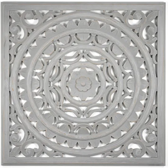 Kirkland's Home Handcarved Floral Medallion Wood Wall Plaque- Wall Plaques