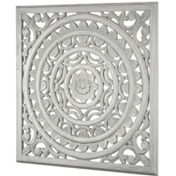 Kirkland's Home Handcarved Floral Medallion Wood Wall Plaque- Wall Plaques