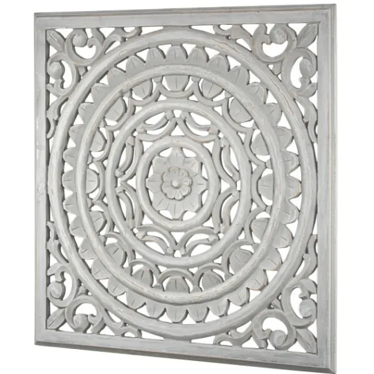 Kirkland's Home Handcarved Floral Medallion Wood Wall Plaque- Wall Plaques