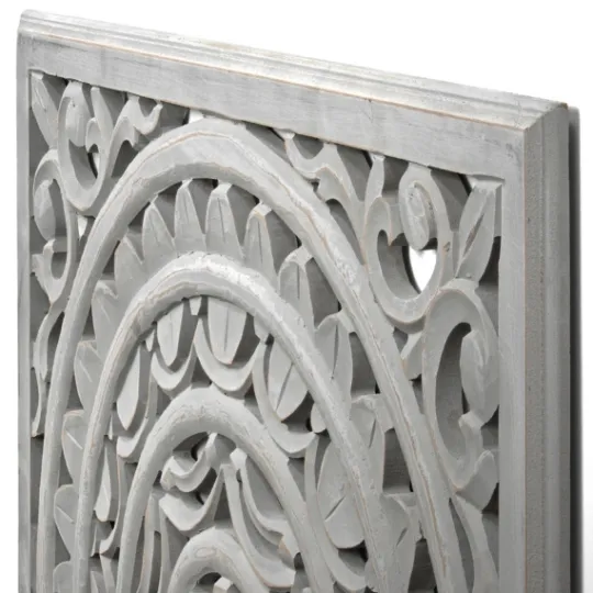 Kirkland's Home Handcarved Floral Medallion Wood Wall Plaque- Wall Plaques
