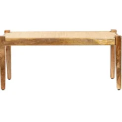 Kirkland's Home Handwoven Rattan Cane And Mango Wood Bench- Entryway Furniture