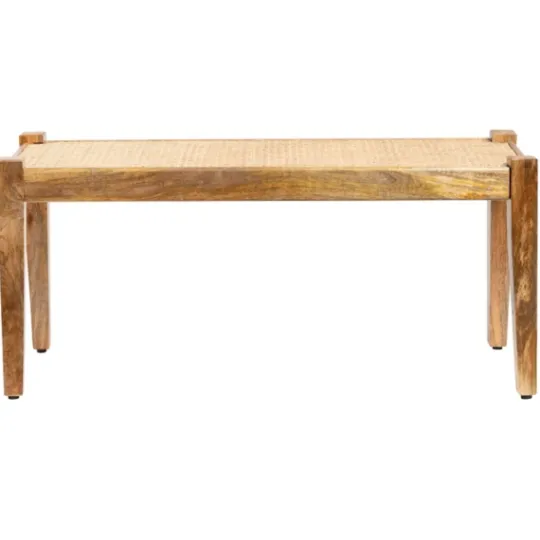 Kirkland's Home Handwoven Rattan Cane And Mango Wood Bench- Entryway Furniture