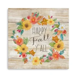 Kirkland's Home Happy Fall Y'All Wreath Giclee Canvas Art Print- Wall Quotes & Signs
