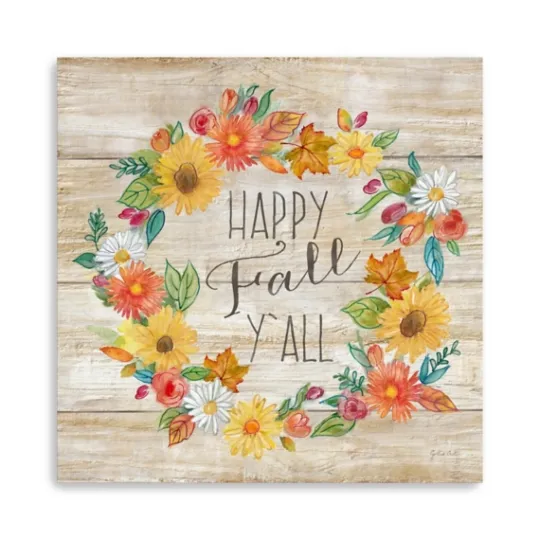 Kirkland's Home Happy Fall Y'All Wreath Giclee Canvas Art Print- Wall Quotes & Signs