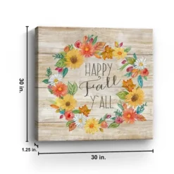 Kirkland's Home Happy Fall Y'All Wreath Giclee Canvas Art Print- Wall Quotes & Signs