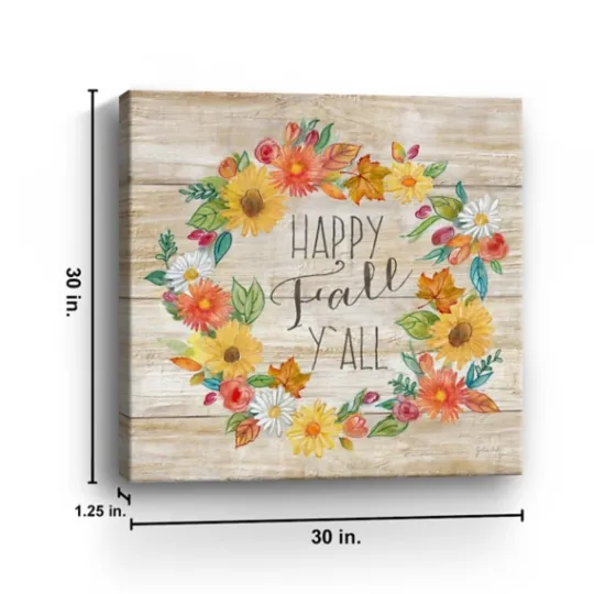 Kirkland's Home Happy Fall Y'All Wreath Giclee Canvas Art Print- Wall Quotes & Signs