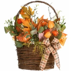 Kirkland's Home Harvest Arrangement In Woven Wall Basket- Arrangements & Greenery
