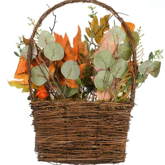 Kirkland's Home Harvest Arrangement In Woven Wall Basket- Arrangements & Greenery