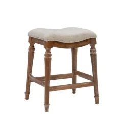 Kirkland's Home Hazelnut Upholstered Curved Seat Counter Stool- Bar Stools & Counter Height Stools