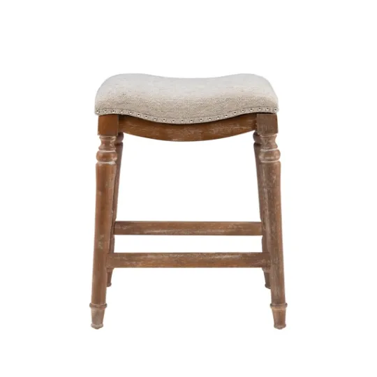 Kirkland's Home Hazelnut Upholstered Curved Seat Counter Stool- Bar Stools & Counter Height Stools