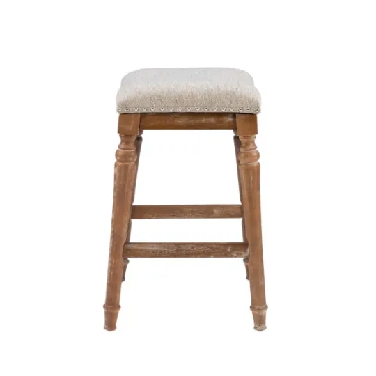 Kirkland's Home Hazelnut Upholstered Curved Seat Counter Stool- Bar Stools & Counter Height Stools