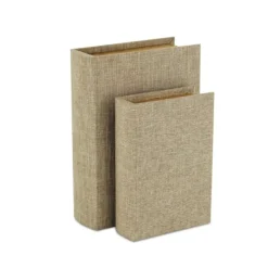 Kirkland's Home Heathered Beige Linen Book Boxes, Set Of 2- Baskets & Boxes
