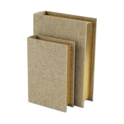 Kirkland's Home Heathered Beige Linen Book Boxes, Set Of 2- Baskets & Boxes